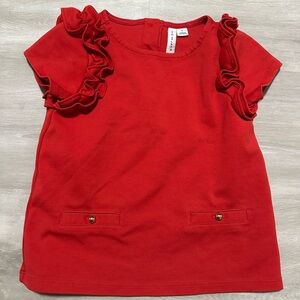 Janie & Jack Girl's Red Ruffle Short-Sleeve‎ Blouse Size 5T